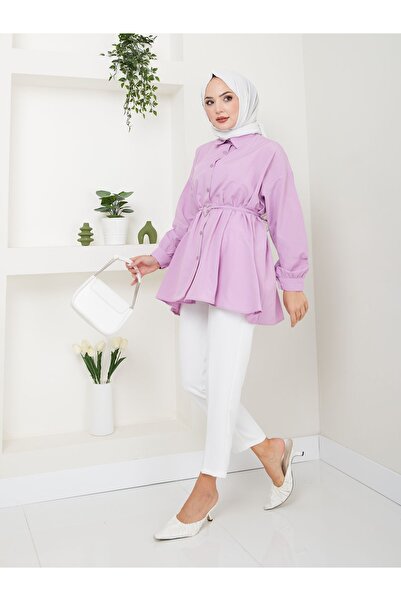 VOLT CLOTHİNG Heart Detailed Shirt Collar Women's Hijab Tunic