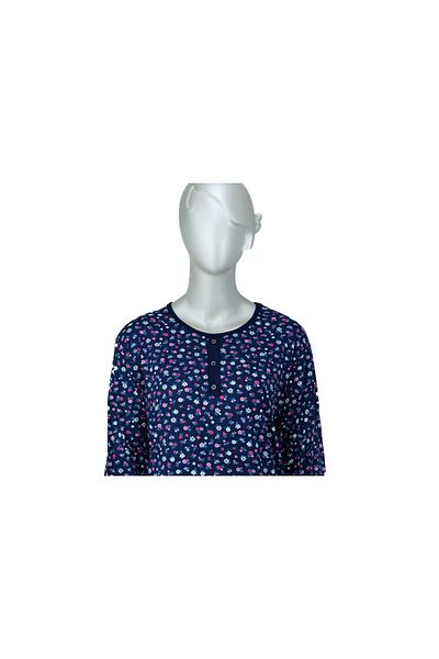 Oppland Bluză de damă din bumbac pieptănat din viscoză - cu model floral, lycra, croială confortabilă