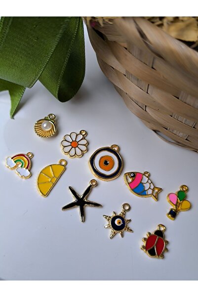 Esey Dizayn 10 Adet Renkli Metal KOLYE UCU ( ZİNCİRSİZ )