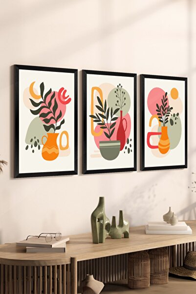 Artavessa طقم طاولة MDF مكون من 3 قطع بإطار أسود - مجموعة 23