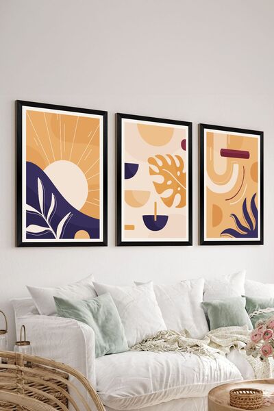 Artavessa طقم طاولة MDF مكون من 3 قطع بإطار أسود - مجموعة 18