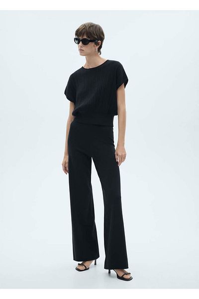MANGO Woman Thin Knitwear Wideleg Trousers