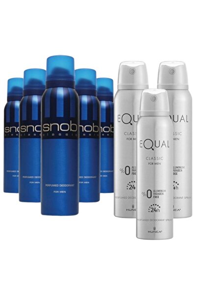 Snob Classic Erkek Deodorant 150 ml 5 Adet + Equal Erkek Deodorant 150ml 3 Adet
