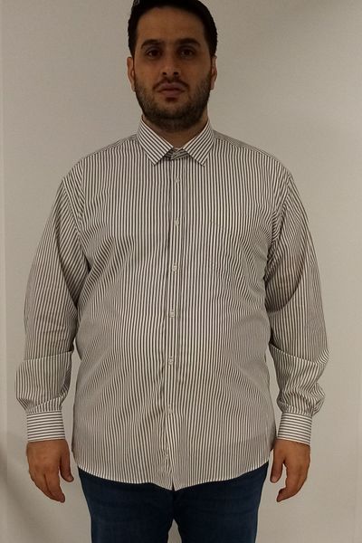 TOUSUS Ανδρικό πουκάμισο μεγάλου μεγέθους γκρι ριγέ Btl-6092-tss