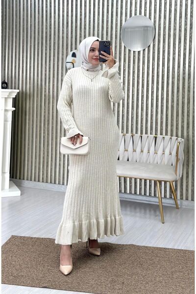 Moda Krash VOLANLI FİTİLLİ TRİKO ELBİSE