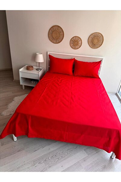 üntaş Red Single Burner Sheet and Pillowcase - Non-Elastic