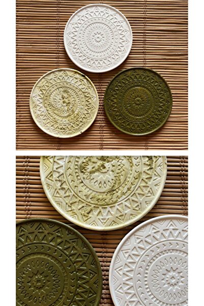 Ueex Home Vıvasto Dekoratif Beton Bardak Altlığı 3'lü Yeşil Mozaik Set (%100 ...