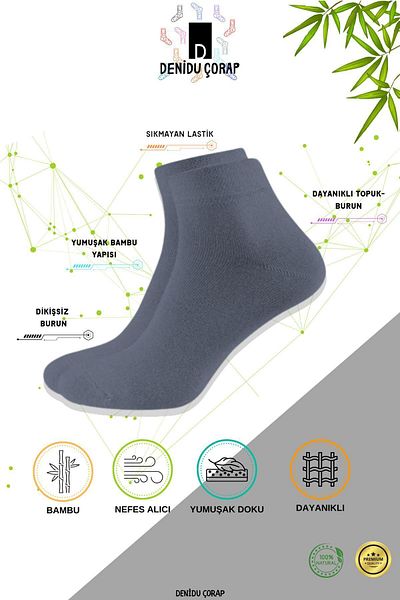Denidu Çorap Мъжки бамбукови чорапи - 6 чифта, перащи се, безшевни, меки, първокласни, ароматизирани