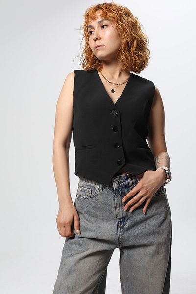 Bak'ap Pantaloni largi de jeans cu detaliu învechit