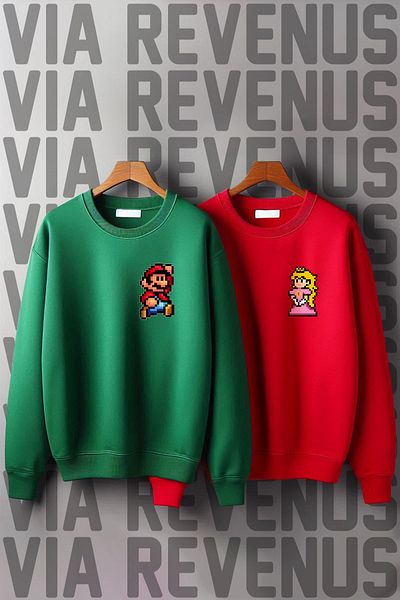 Vordevia Φούτερ με μοτίβο Mario and Princess - 3 νήματα Lover Wide Fit