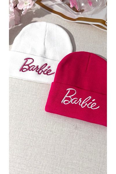 TOFY BUTİK Barbie Printed - Beret White Plush Figure