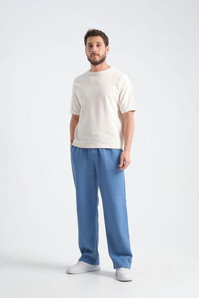 Redline Παχύ ανδρικό χοντρό φαρδύ λινό look casual παντελόνι με φαρδύ πόδι Νέα σεζόν