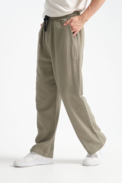 Redline Thicked Erkek Kalın Baggy Keten Görünümlü Rahat Pantolon Bol Paça Yeni Sezon