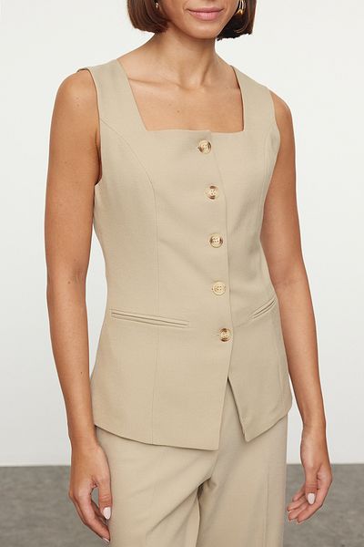 Trendyol Collection Вталена тъкана жилетка от норка Twoaw25Ye00051