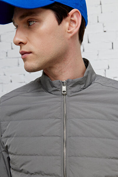 ALTINYILDIZ CLASSICS Ανδρικό γκρι λεπτό παλτό casual - Standard Fit, όρθιος γιακάς και ελατήριο με τσέπες