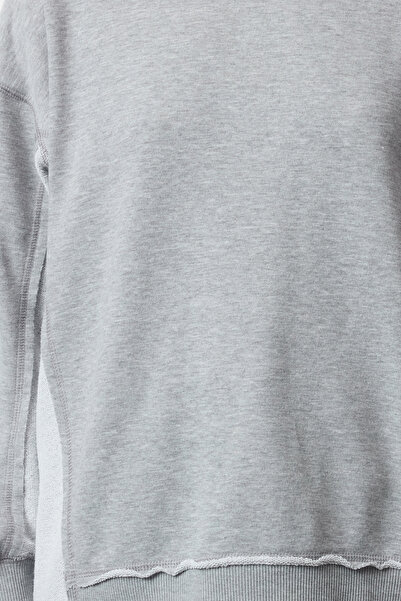 Trendyol Collection Fleecová šedá Melange Oversize pletená mikina - TWOAW25sw00185