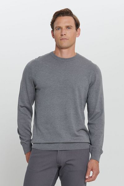 ALTINYILDIZ CLASSICS Men's Crew Neck Knitwear Sweater - Grimelange, Cotton, Standard Fit