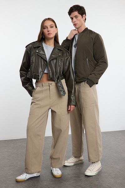 Trendyol Collection Unisex-Hose in Nerz-Ballon-Passform – TMNAW25PL00008