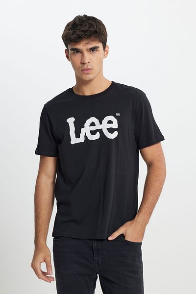 Lee Regular Fit, normaler Schnitt, Rundhalsausschnitt, 100 % Baumwolle, schwarzes Herren-T-Shirt