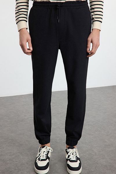 Trendyol Collection Μαύρο παντελόνι Jogger Slim Fit με δέσιμο στη μέση ελαστικό ύφασμα TMNAW25PL00000
