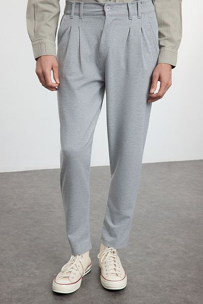 Trendyol Collection Comfortable Stretch Gray Knitted Trousers - Carrot Cut Tmnaw25Pl00016