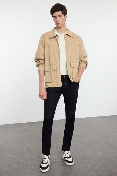 Trendyol Collection Μαύρο ελαστικό τζιν με στενή εφαρμογή - Τζιν παντελόνι με λεπτή εφαρμογή TMNAW25JE00005