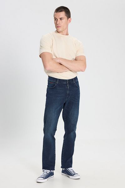 WRANGLER Blaue, dehnbare Texas Slim Fit Jeans - Normale Taille