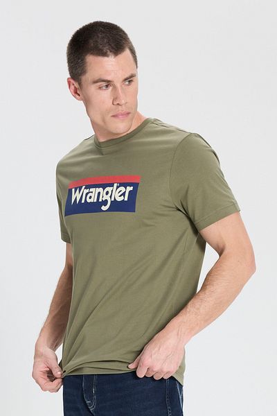 WRANGLER T-Shirt με λαιμόκοψη 100% βαμβακερή κανονική εφαρμογή