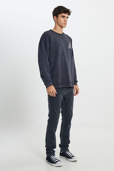 Lee Anthrazitfarben – 100 % Baumwolle, bequem geschnittenes T-Shirt mit Rundhalsausschnitt