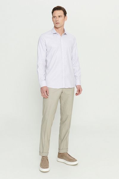 ALTINYILDIZ CLASSICS Claret Red-White Men's Shirt - Slim Fit, 100% Cotton, Dobby Classic Collar