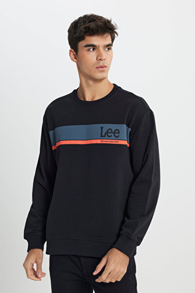 Lee Regular Fit Normal Kesim Bisiklet Yaka Erkek Siyah Sweatshirt
