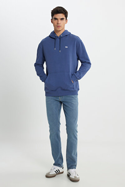 Lee Hanorac albastru din bumbac ridicat cu glugă