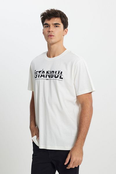 Lee Weißes T-Shirt mit normaler Passform und Rundhalsausschnitt aus 100 % Baumwolle