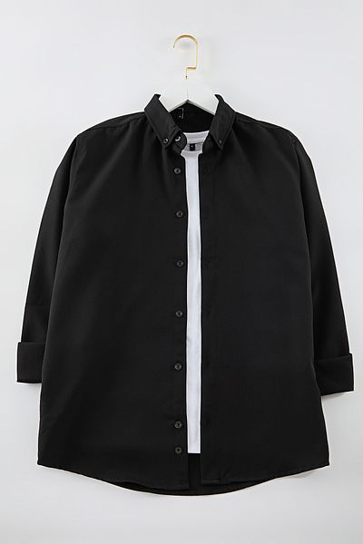 Trendyol Collection Tmnaw25go00042 Model Black Slim Fit Woven Shirt