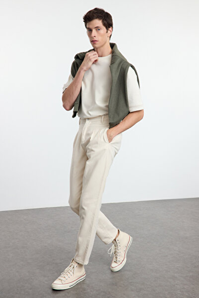 Trendyol Collection Πέτρα 100% βαμβάκι Unisex με ραφές με μπαλόνι υφασμένο παντελόνι Gabardine TMNAW25PL00007