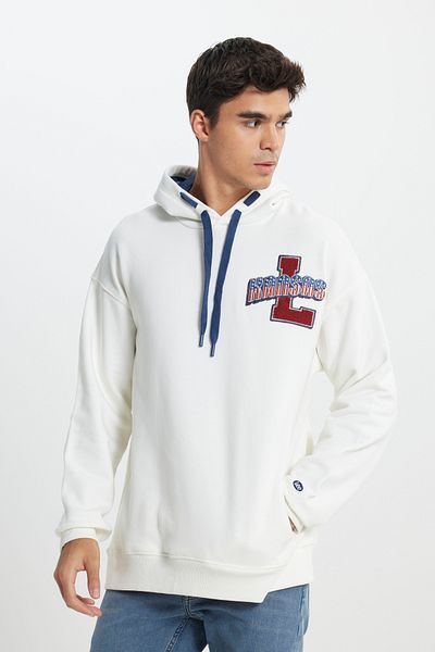 Lee Loose Fit Relaxed Fit Off White Herren-Kapuzenpullover