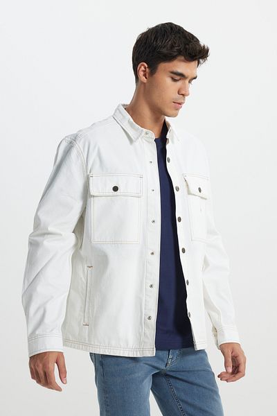 Lee Ecru-Jeansjacke – Oversize-Passform, 100 % Baumwolle