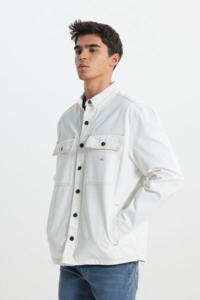 Lee Ecru-Jeansjacke – Oversize-Passform, 100 % Baumwolle