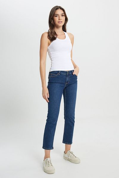 Lee Marion Damen-Jeans mit geradem Bein und geradem Bein – dunkelblaue Baumwoll-Denim-Jeans