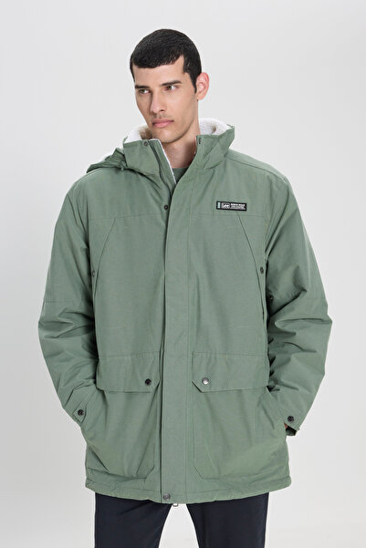 Lee Regular Fit Normal Kesim Kapüşonlu Açık Yeşil Parka Ceket