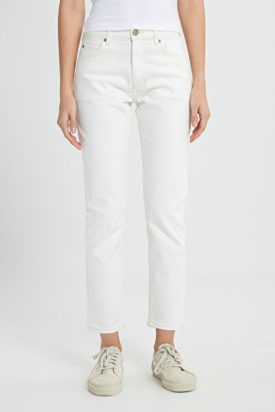 Lee Slim Fit Dar Kesim Normal Bel Dar Paça %100 Pamuk Rider Kadın Ekru Jean Denim Kot Pantolon