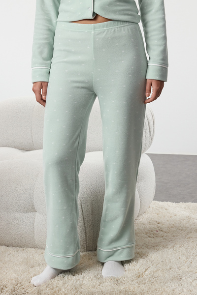 Trendyol Collection Mint srdce lemování detailní fleece zimní pletené pyžamo sada Thmaw25Pt00029