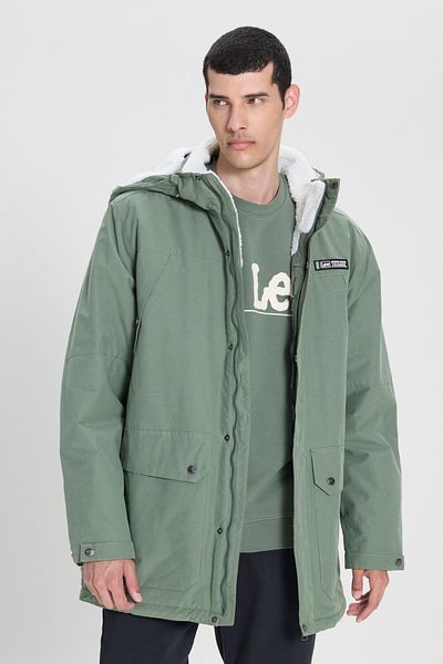 Lee Light Green Hooded Regular Fit Parka Jacket