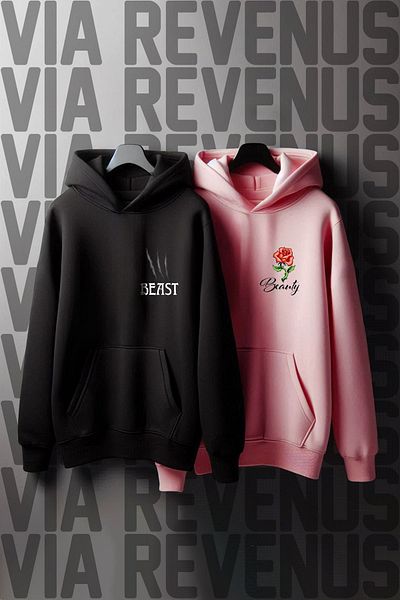 Vordevia Φούτερ Lover Oversize - Όμορφη και Τέρας με στάμπα