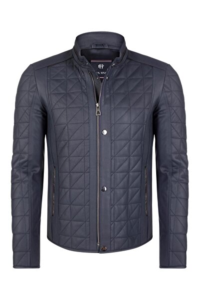 Felix Hardy Genuine Leather Men's Jacket - Navy Blue