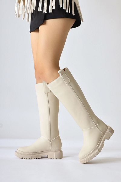 Limoya Γυναικείες μπότες Dayna Beige Thick Soled Pull-on