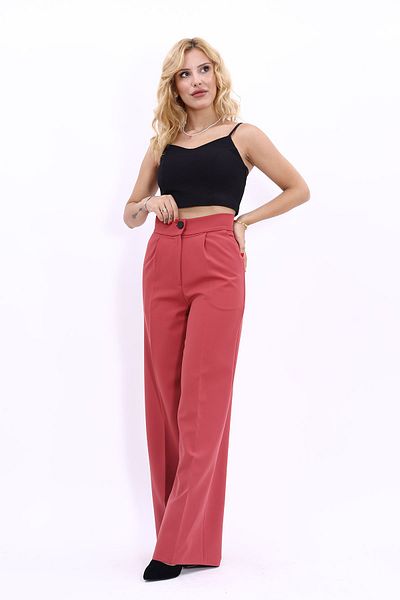 ÖNDER ÖZSOY Pantaloni de culoare cărămidă cu talie înaltă și picioare largi