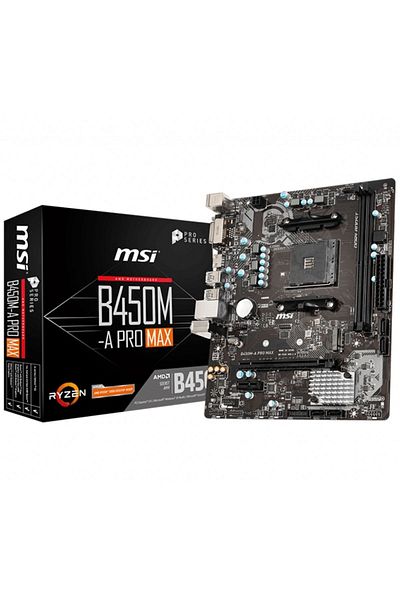MSI B450m-a Pro Max Amd B450 Socket Am4 Ddr4 4133(OC)mhz Matx Gaming (PLAYER) Motherboard