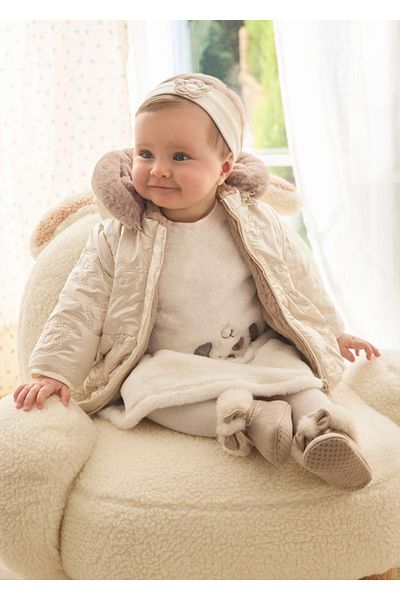 MAYORAL Beige Baby Girl Coat - Double Sided, Mol2454
