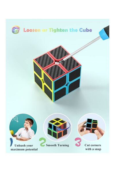 TOYFEST Set of 4 Speed Intelligence Cube Intellect Cube Rubic Cube Set Fiber 2X2 - 3X3 - Square 3X3 - 3X3 Keychain